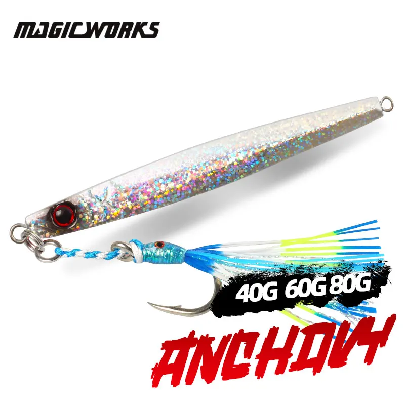 Magic Works  Metal Jig Fishing Artificial Bait 40G 60G Fishing Goods Jig For Sea Fake Fish Lures Fishing Tackle Professional