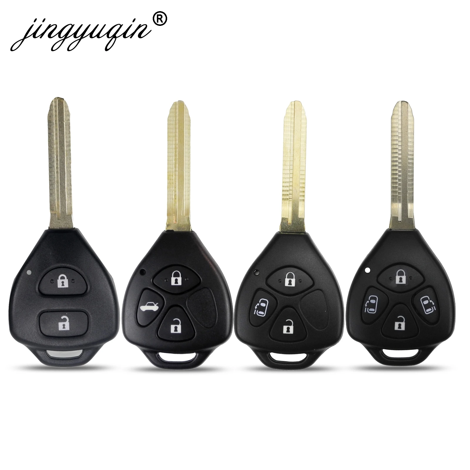 Jingyuqin 2/3/4 BTN Remote Car Key Case Shell for Toyota Yaris Prado Tarago Camry Corolla RAV4 REIZ Crown Avalon Venza TOY43 FOB
