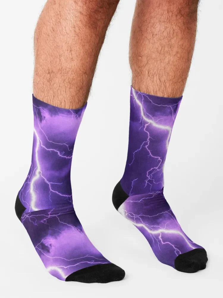 Meias Purple Lightning para homens e mulheres, conjunto curto luxo