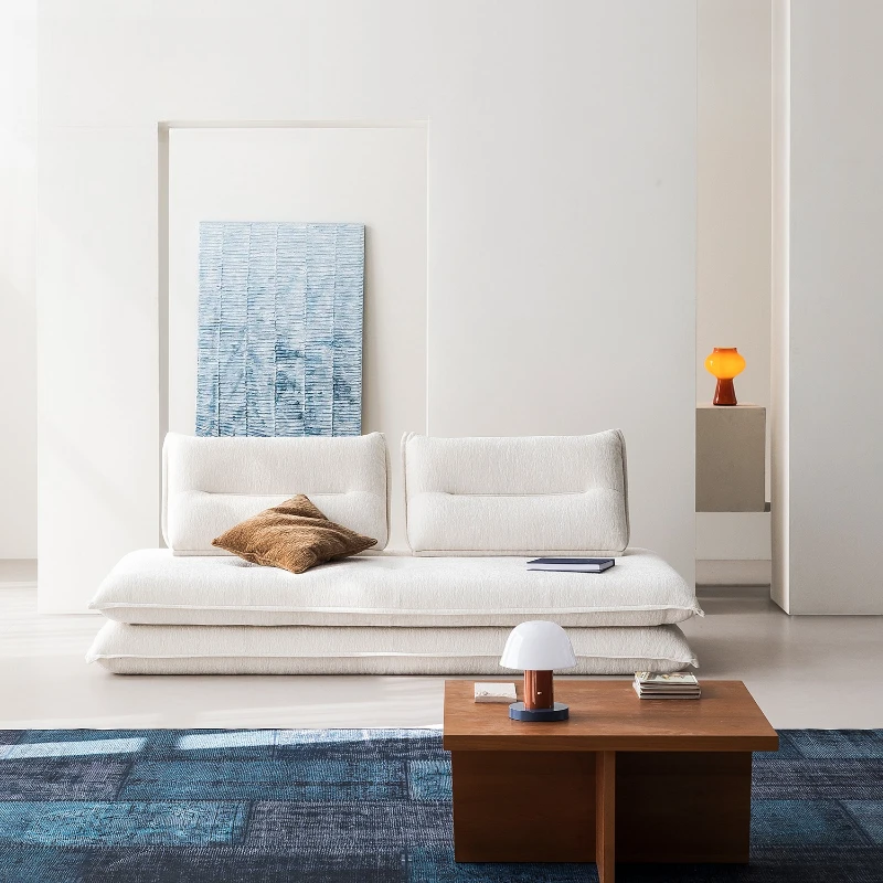 Sleeping, lying down, removable and washable living room dual-purpose three-person single fabric sofa bed