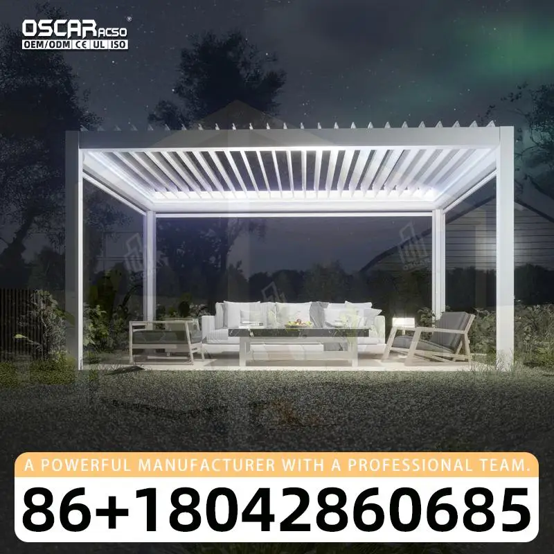 

Алюминиевые профили с электроприводом для Китая, уличная биоклиматическая садовая беседка, идеально подходящая для беседки на заднем дворе, патио, балкона