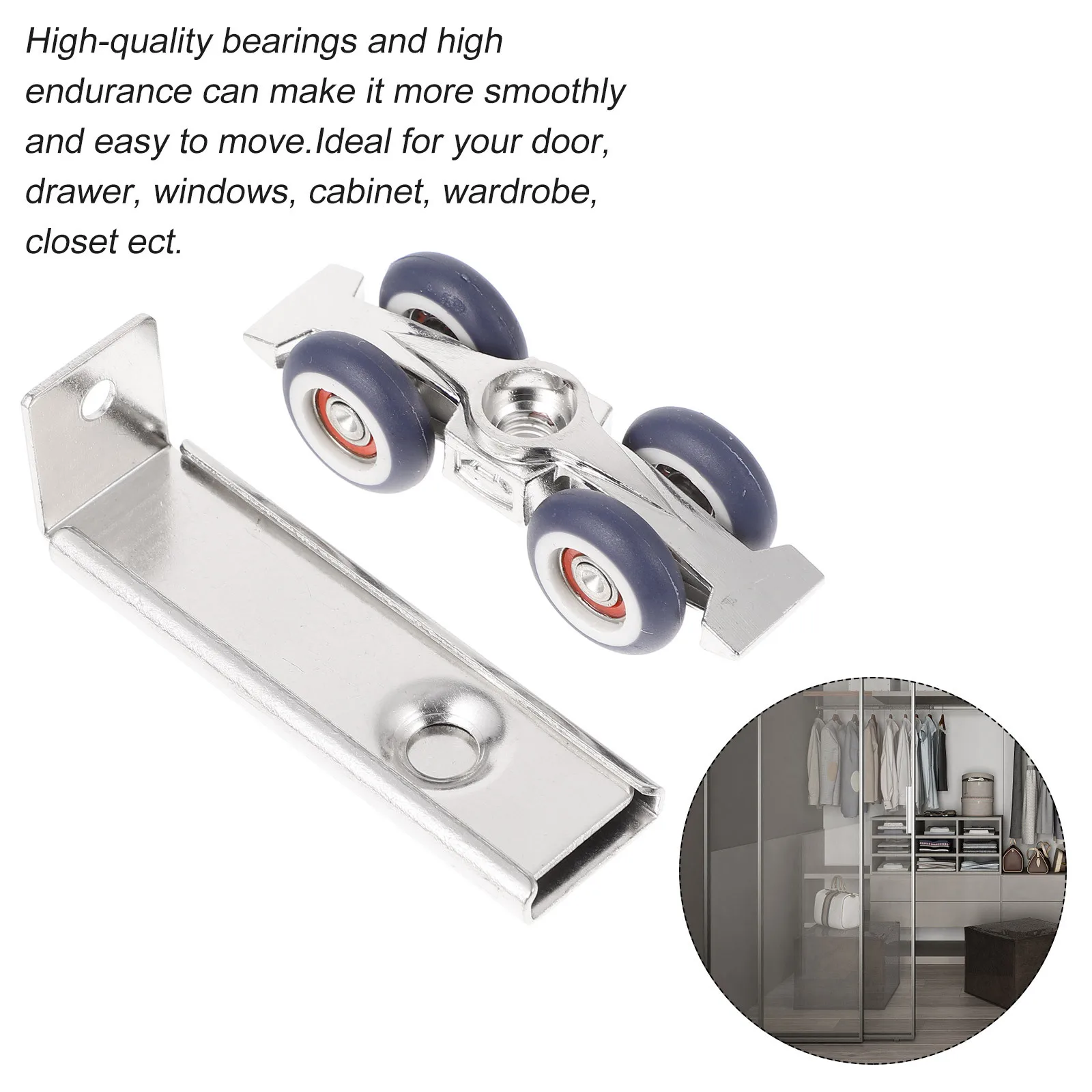 

1pc Zinc Alloy Wood Track Roller Sliding Cabinet Heavy Duty Floor Guide Thicken Door Wheel Noiseless Sliding Door Accessory