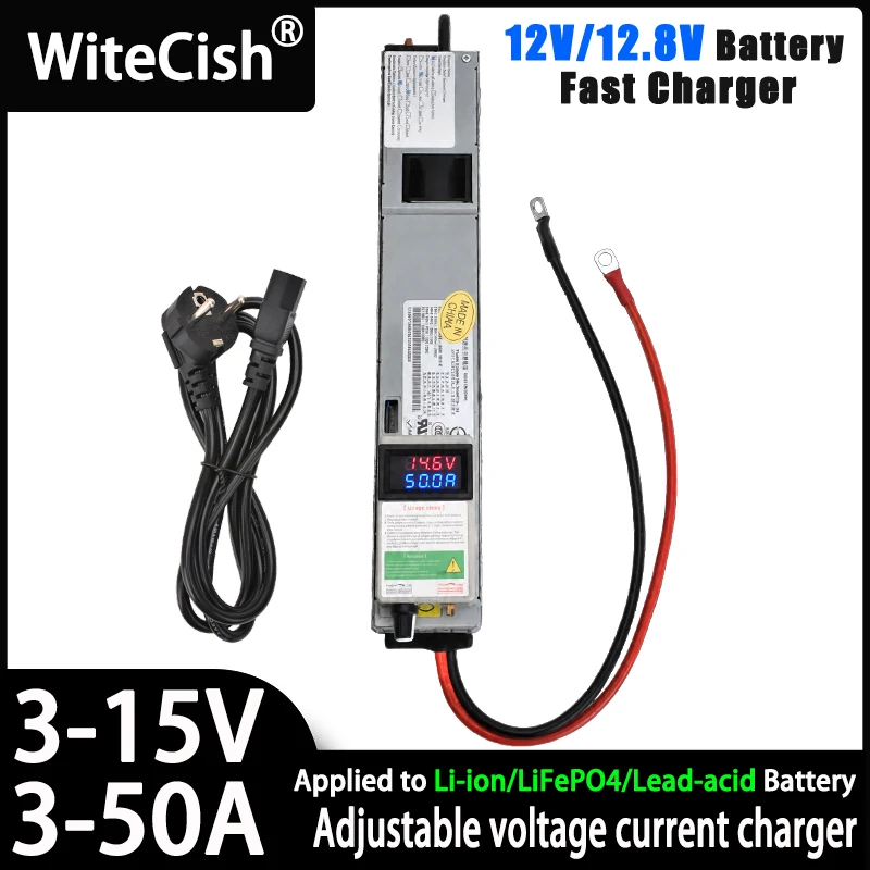 1A-50A Current 3A-15V Voltage Adjustable Charger 12V 14.6V 3.65V Lifepo4 Li-ion Lipo Lithium Fast Charge 1S 4S 8S