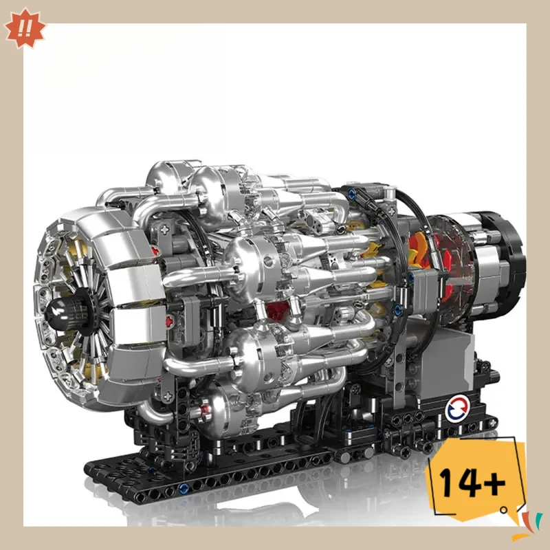 Molde rei 10216 kit de blocos de construção de motor turbojet 1214 peças modelo de aviação turbina rotativa haste para adultos construtores avançados