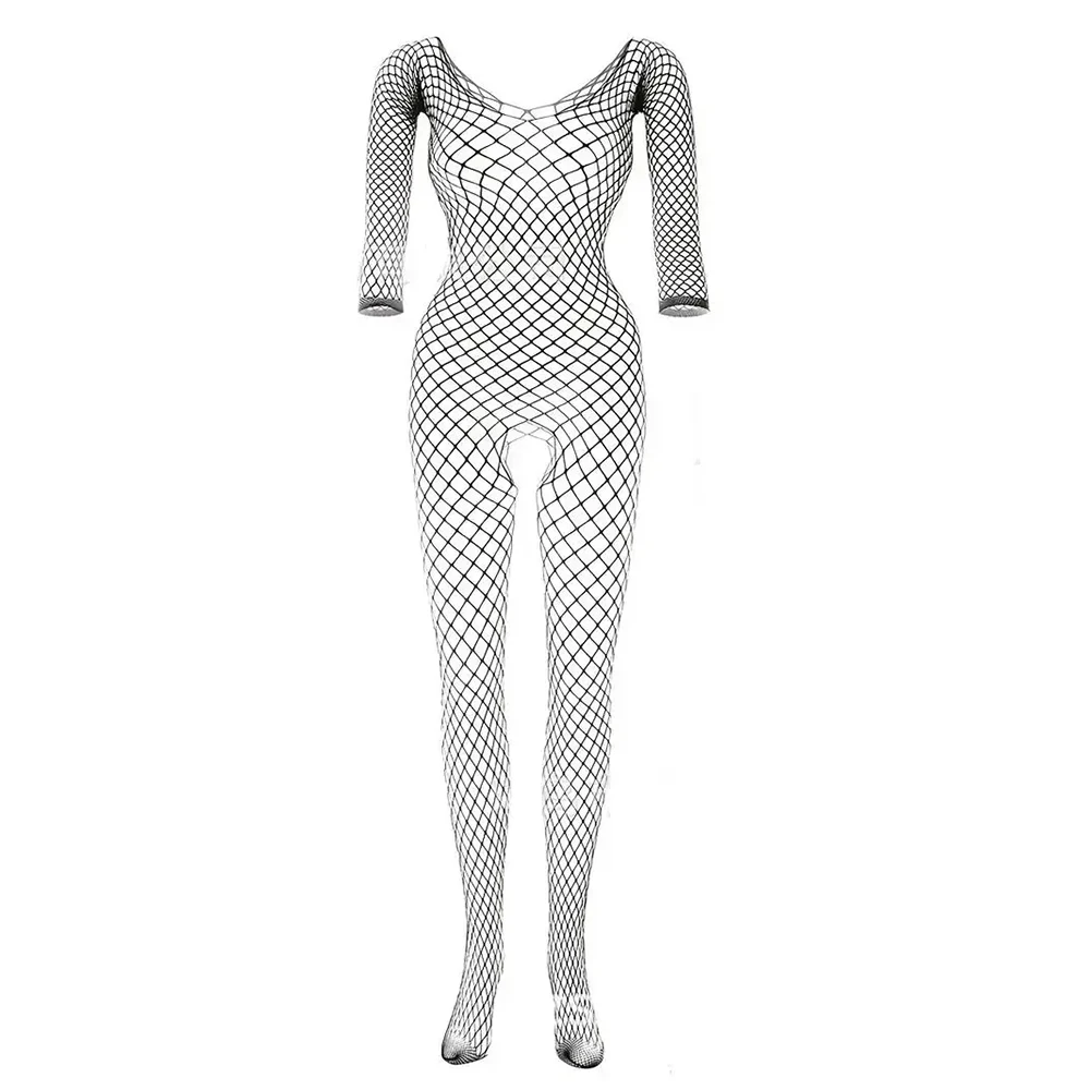 Sexy Fishnet Hollow Bodystocking, See Through Long Sleeve Open Crotch Full Body One Piece , Women\'s Sexy Lingerie & Underwear