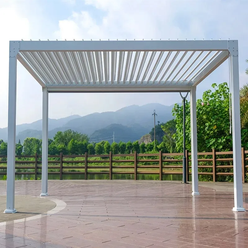 Gazebo Outdoor Garden Electric Venetian Flip Canopy Aluminum Alloy Outdoor Chinese Villa Garden Shade Pavilion