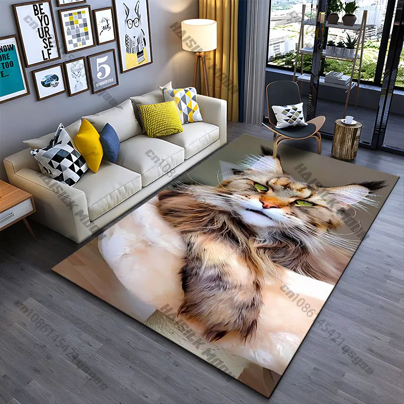 Regal majestic feline in repose carpet Yoga living room room decor children's crawling mat doormat area rug games mat