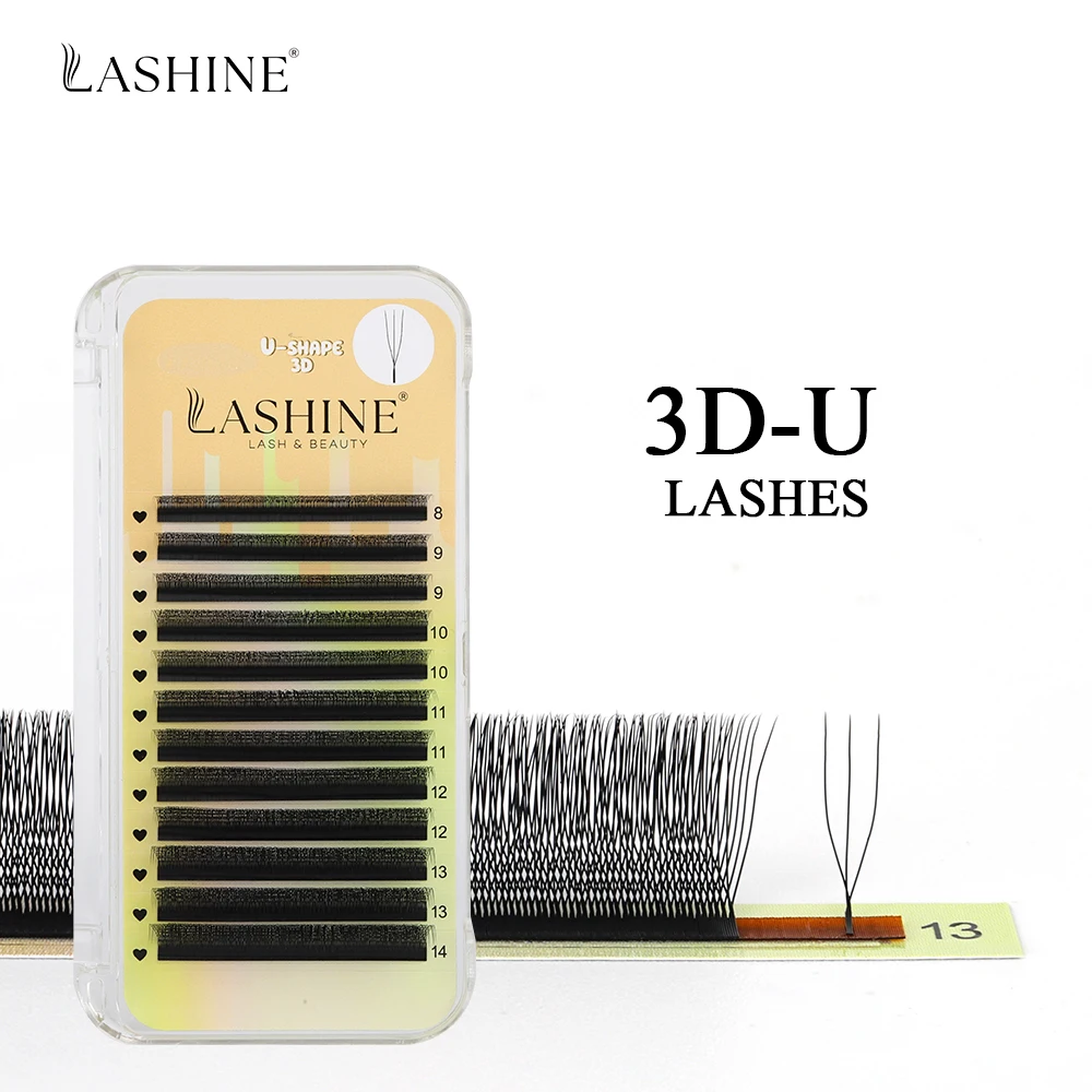 Lashine-extensión de pestañas YY 3D 4D 5D en forma de U, pestañas YY de 0,07mm, pestañas de abanico prefabricadas paralelas súper suaves, herramientas de maquillaje rizadas C/D