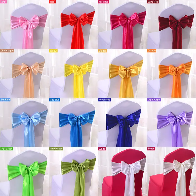 10/50pcs Satin Chair Bow Sashes Wedding Chair Knots Ribbon Butterfly Ties For Party Event Hotel Banquet Home Decoration