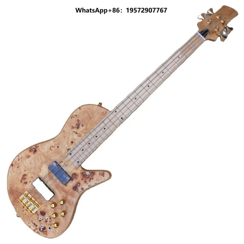 Natural Wood Color Bass 4 Strings Electric Bass Guitar Bass
