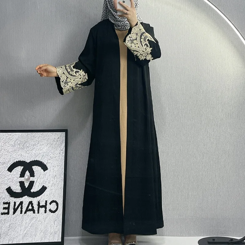 

One Piece Ramadan Robe Longue Black Abayas Women Kimono Musulmane Kaftan Abaya Dubai Arabic Turkey Islam Pakistan Muslim Dress