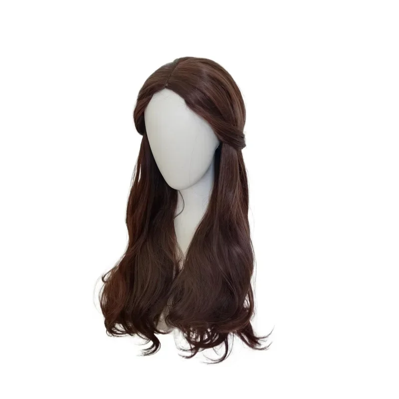 Schoonheid en het Beest Prinses Belle Pruik Cosplay Kostuum Vrouwen Lang Golvend Synthetisch Bruin Krullend Haar Halloween Party Rollenspel Pruik