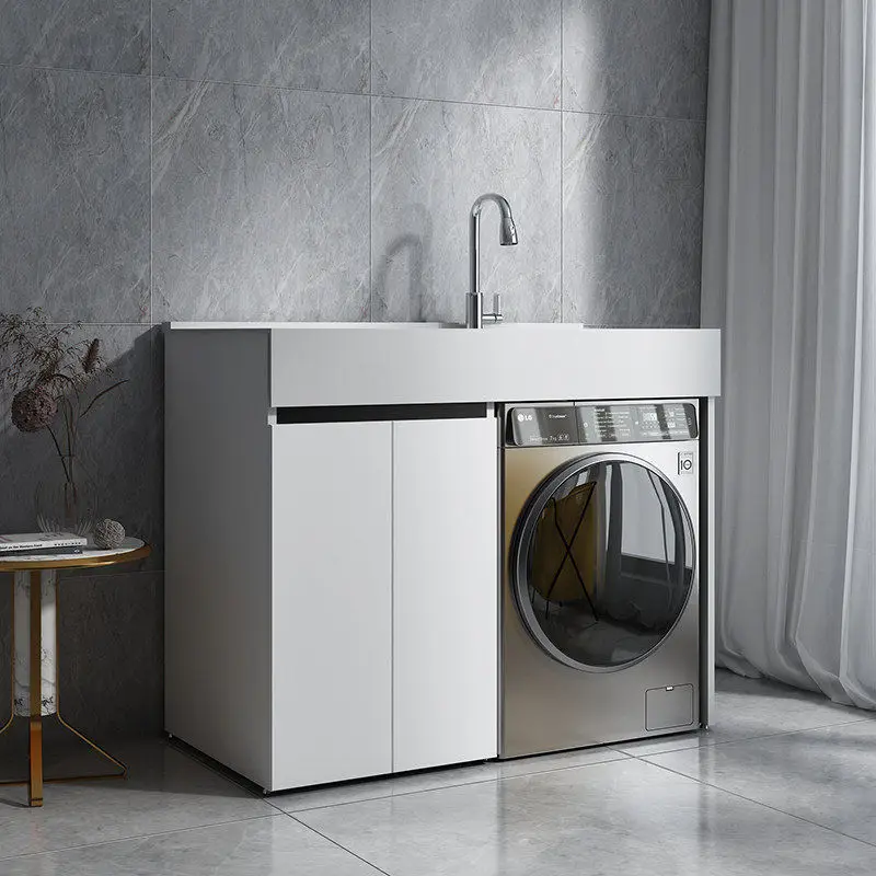 c13-Modern Premium Honeycomb Aluminum Cabinet Nordic Creative Balcony Laundry Cabinet Sink Washer Combo Bathroom Furniture