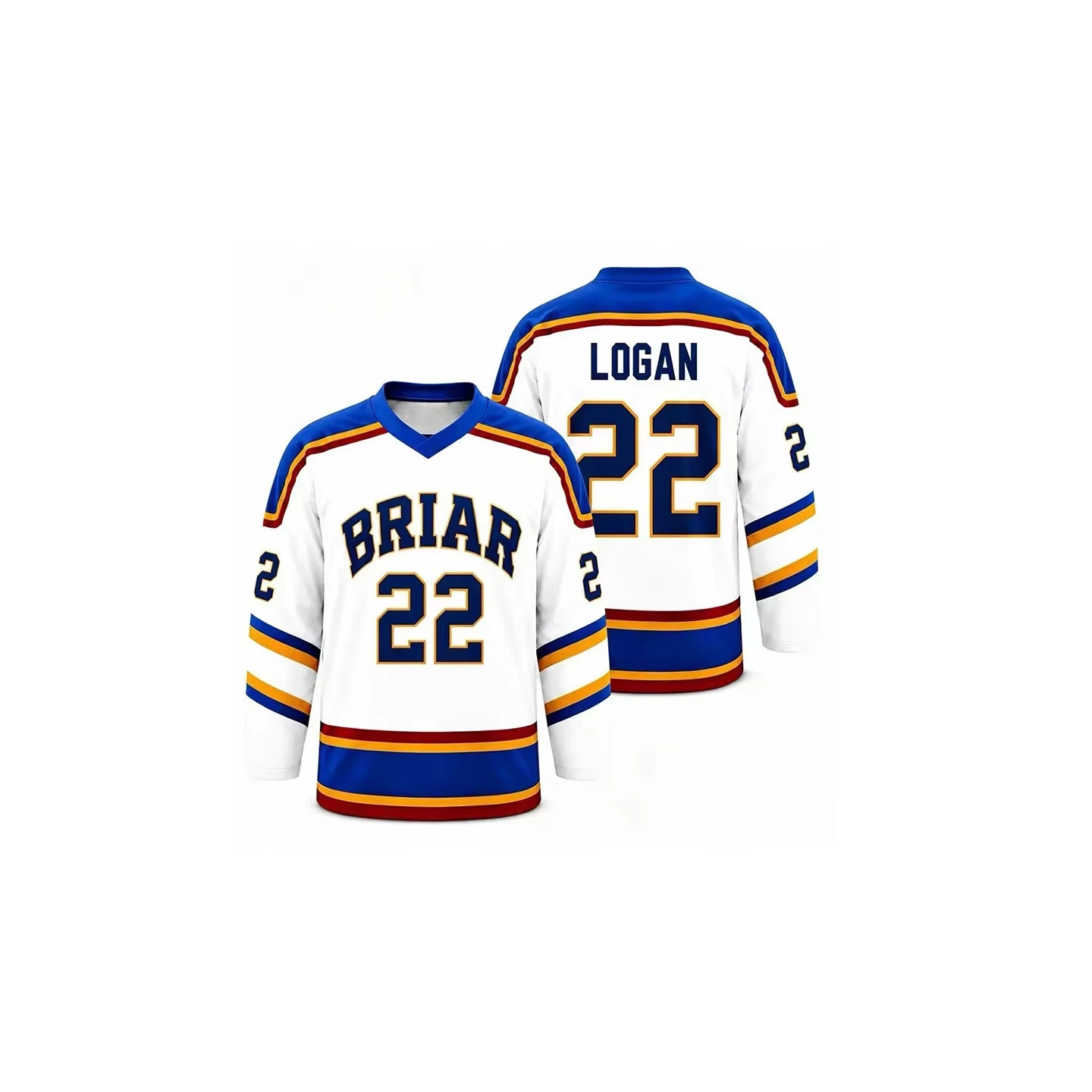 Popular Off Campus Inspired Briar Di Laurentis 66 Hockey Jersey Unisex White Blue Long Sleeve Breathable Fan Tee with 3D Print