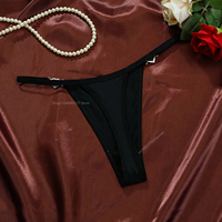 Women Sexy Solid Thong Underwear Stretch Comfort Low Rise Heart Rhinestone Link Panties Ladies Sexy Costume Lingerie for Women