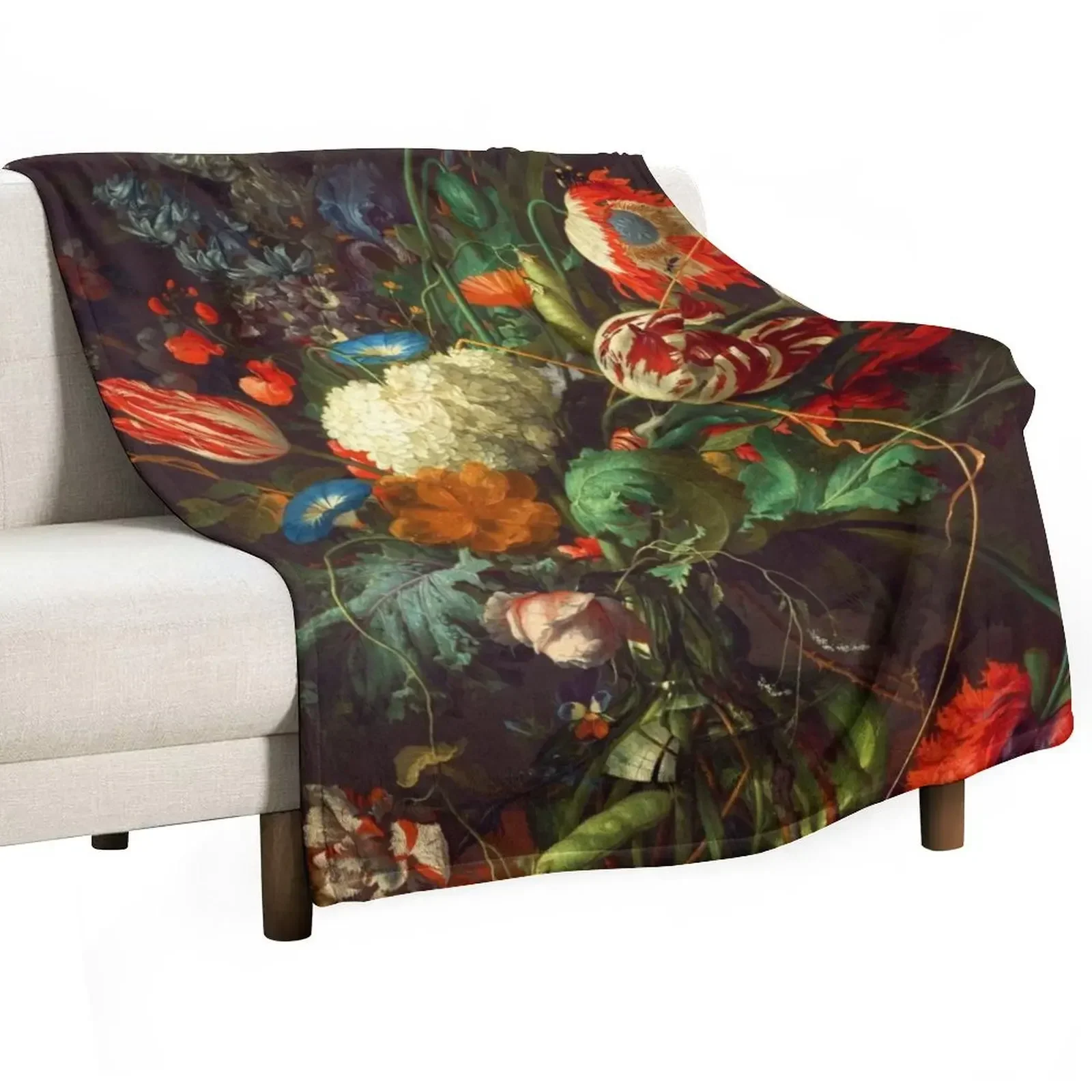 Jan Davidsz. de Heem Vase of Flowers Throw Blanket Camping For Baby Baby for babies Cute Plaid Extra Large Throw Blankets
