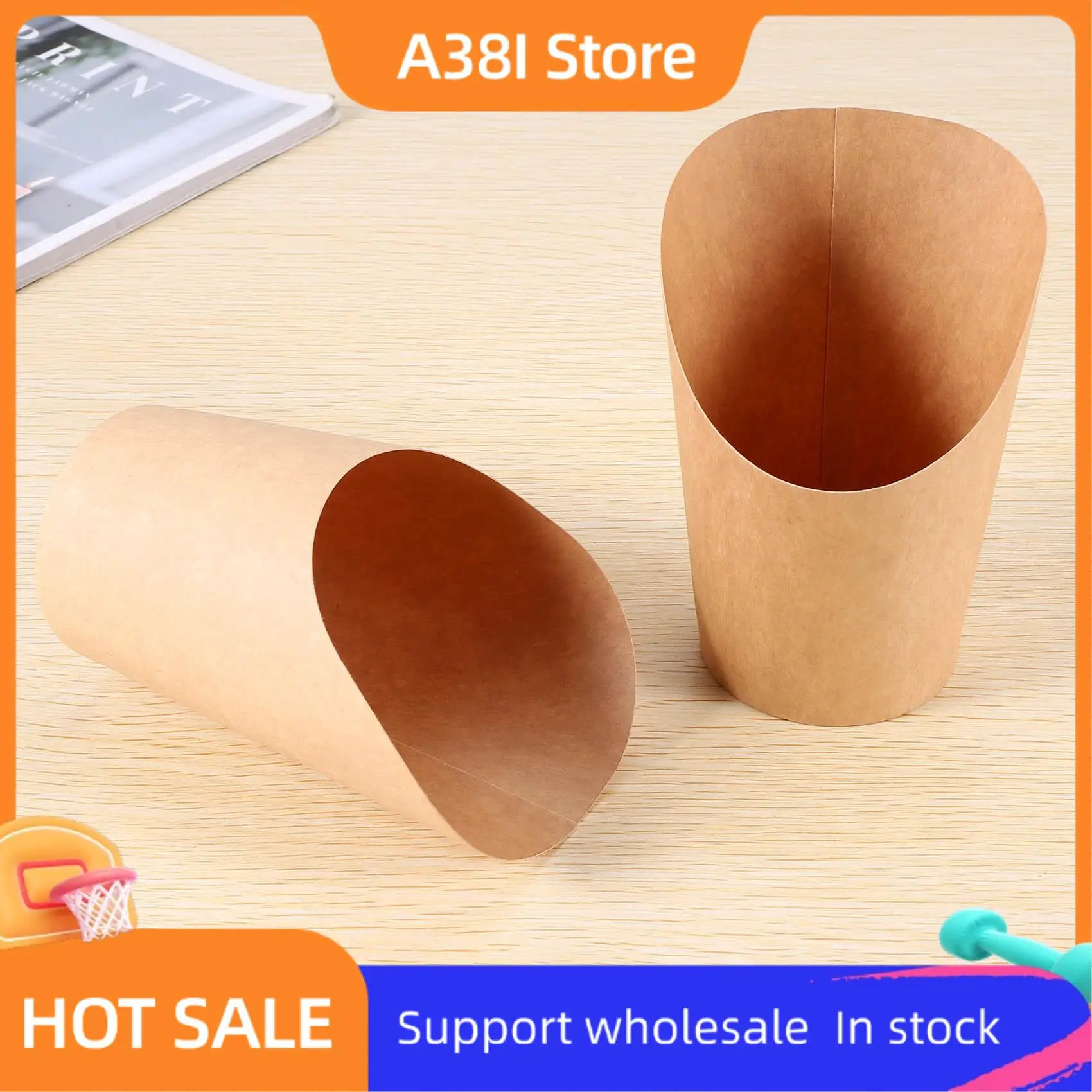 

A38I 100Pcs Disposal Take-Out Party Dessert Supplies Baking Cakes Egg Puff French Fries Chips Snacks Kraft Paper Cups Holder, 30