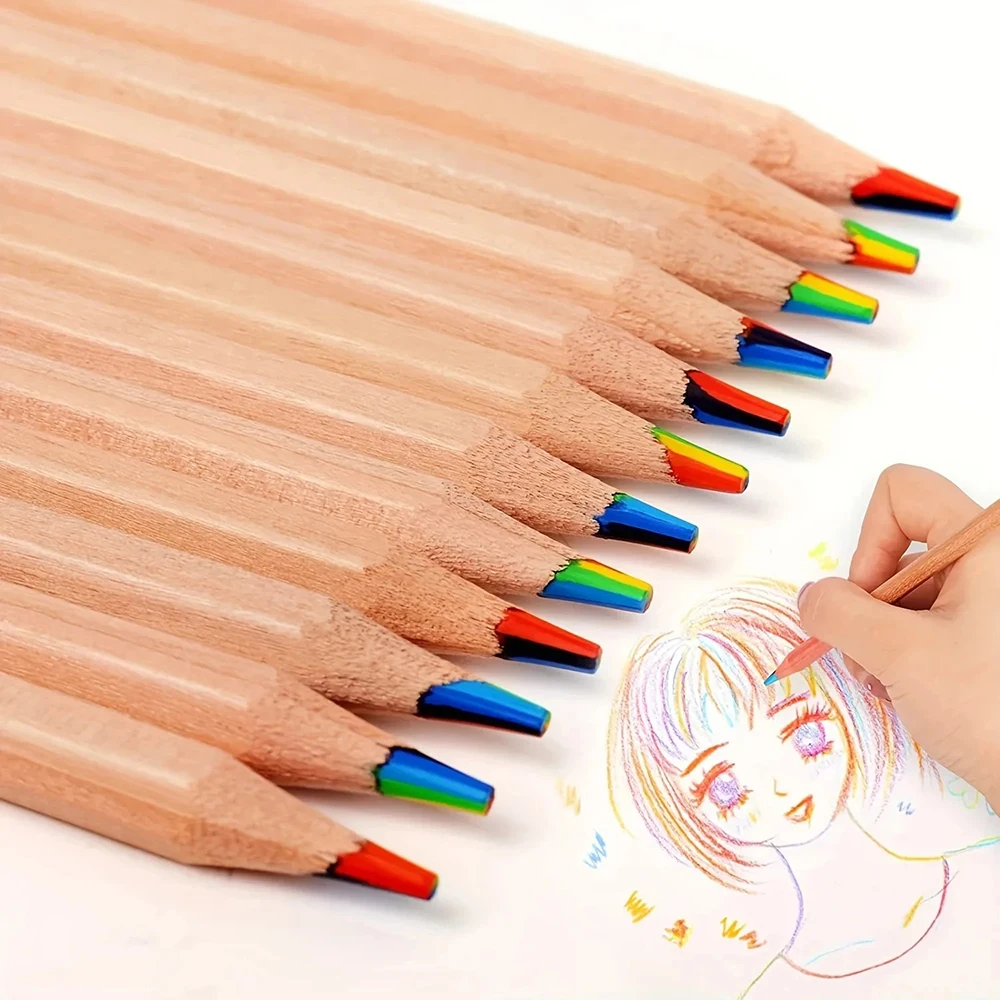 Matite colorate arcobaleno per bambini, pastelli sfumati concentrici, pittura artistica, cancelleria da disegno, matite multicolori per il disegno