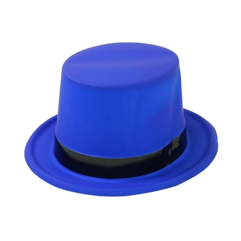 A52E Black Ribbon Tall Hat with Fluorescent Color for Cosplay Party Adult Roleplay Game Dressingup Accessory Gentleman Hat