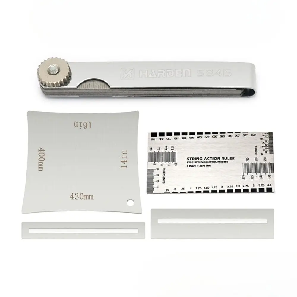 ギターベース弦高さ測定定規、ゲージアーク定規、フレットスペーサー、ストリップカード、15個