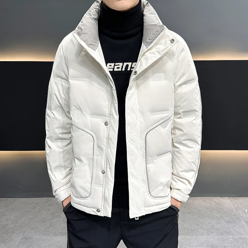 Casual 2024 Autumn Winter Men\'s Warm Duck Down Jackets Outwear Windproof Solid Thick Puffer Coats Loose Tops Down Garment Parkas