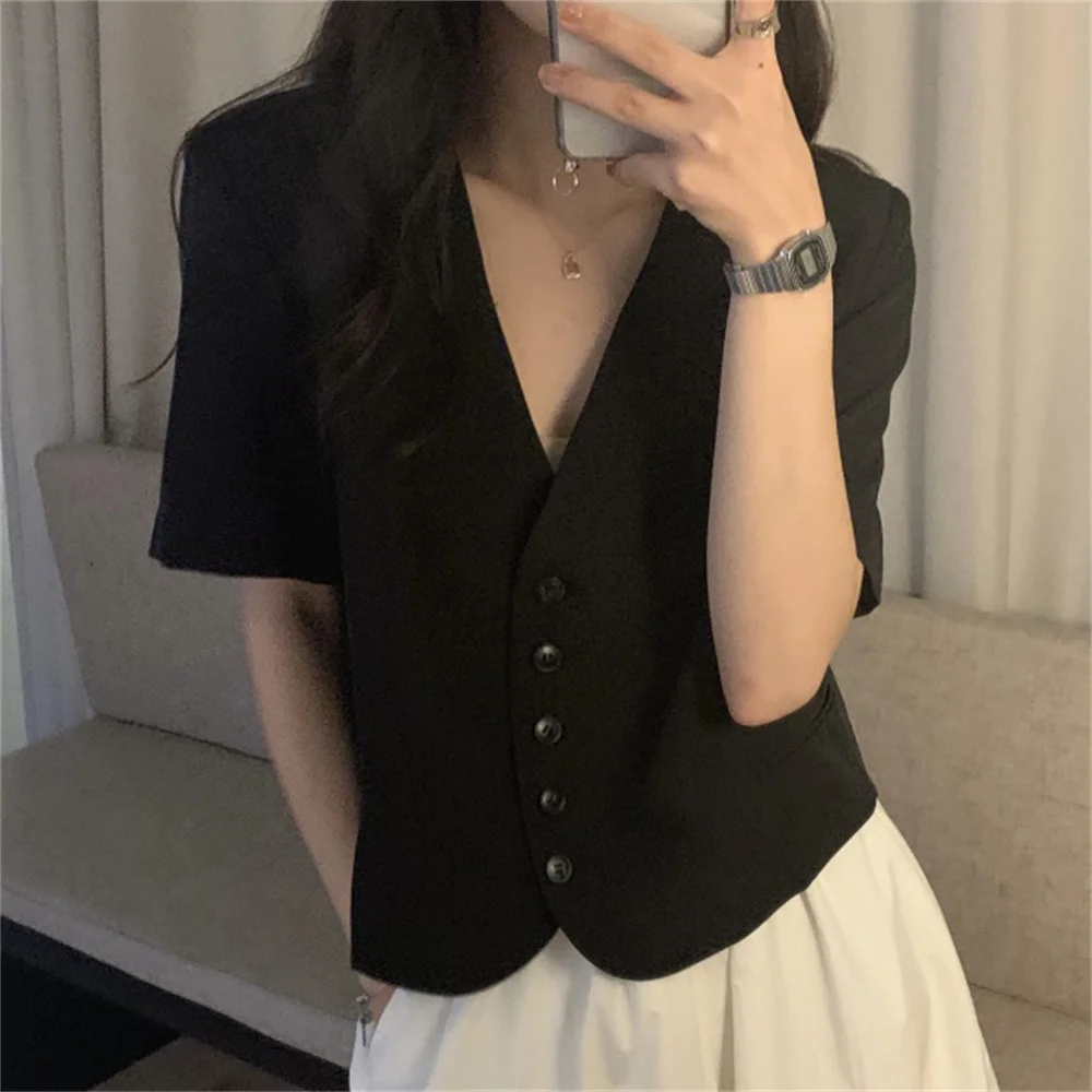 

PLAMTEE S-M Solid Vintage Blazers Hot Women Chic High Street New Slim 2022 Office Lady Casual Summer Short Sleeve Hot Coats