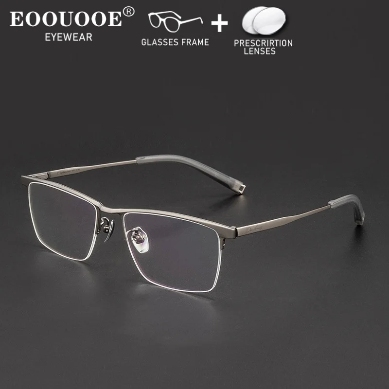 

Myopia Prescription Pure Titanium Eyeglasss High Quality Men HD Hyperopia Lenses Eyewear Anti Blue Light Office Multi-focus