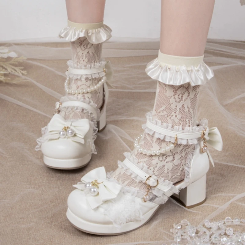 

Милые женские туфли Мэри Джейн в стиле Лолиты на низком каблуке, роскошные кружевные белые, розовые туфли на каблуке для вечеринки, свадьбы, офиса, танцев, женские туфли, лето 2023 г.