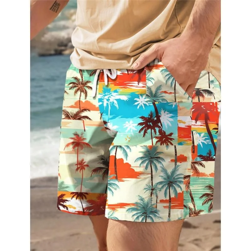 

Короткие брюки с 3D принтом и красочной облачной геометрией для мужчин, плавки с рисунком кокосовой пальмы, летние повседневные пляжные шорты большого размера