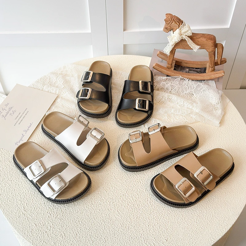 

Children's Sandals Slippers 3-18 Years Old Beige Open Toe Boys Girls Flat Shoes Brown Simple Non-slip Kids Sandals Boys Shoes