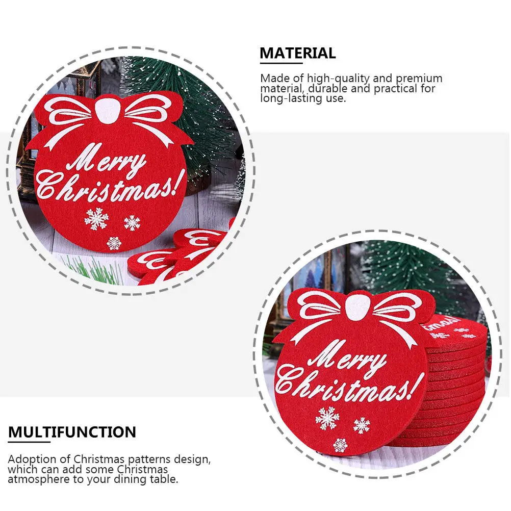 12Pcs Christmas Water Cup Mat High-Density Felt Coaster Scratch-Proof Heat-Insulating Cup Pad Xmas Dining Table Decor