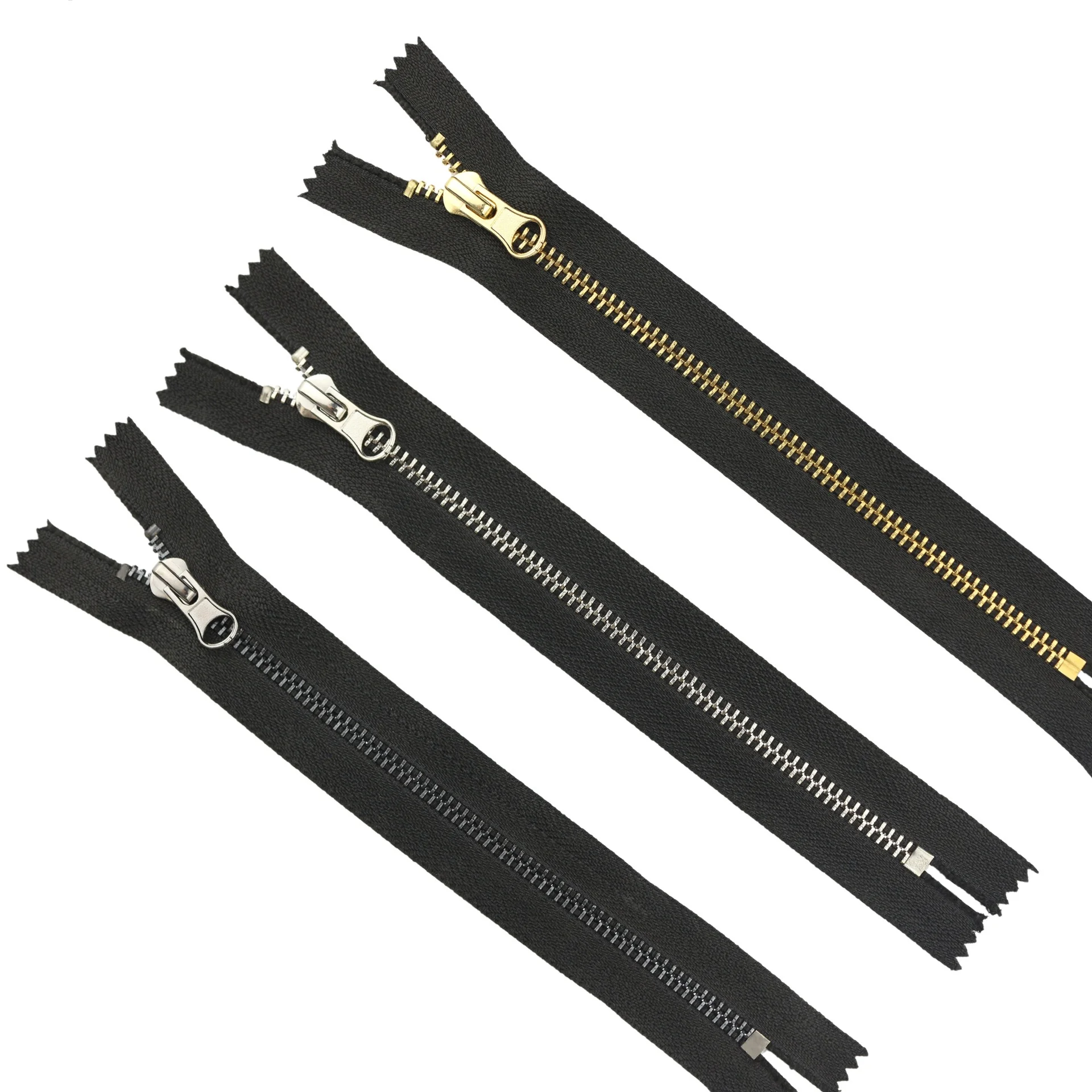 2 قطعة 15-40 سم 5 #   أسود جودة عالية قفل تلقائي قريب الذهب / الفضة سحاب معدني DIY الحرفية للملابس جيب الملابس الأحذية