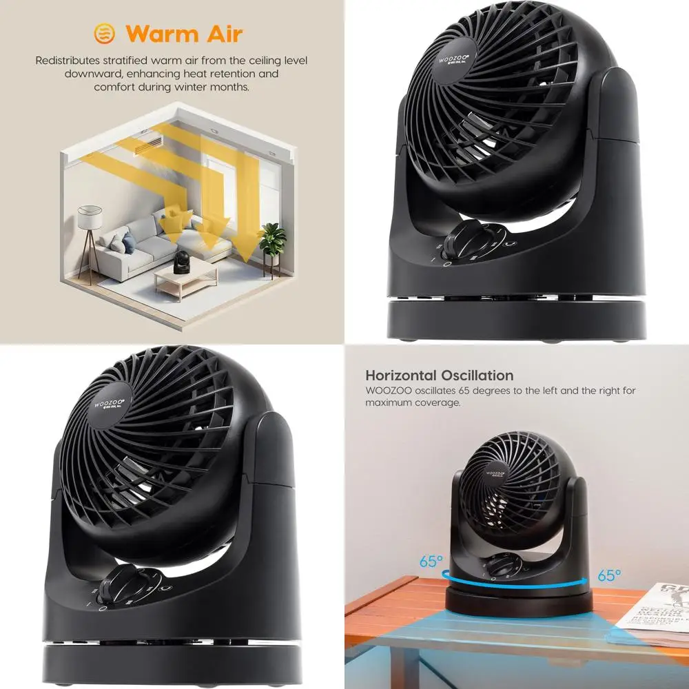 

Осциллирующий настольный вентилятор с 3 скоростями, дальностью обдува 32 фута, 112 ° Регулируемый наклон, тихий двигатель, идеально подходит для спален, офисов, общежитий