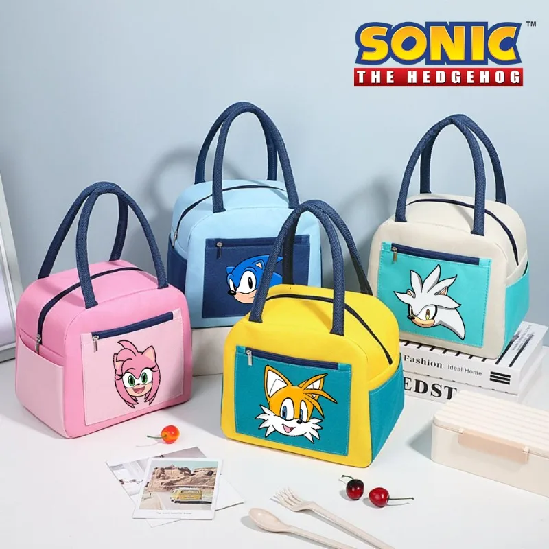 Sonics Lunch Bag Thermal Cooler Bag Anime Figure Big Capacity Tote Bags School Portable Lunch Box Picnic Insulated Bag Kids Gift