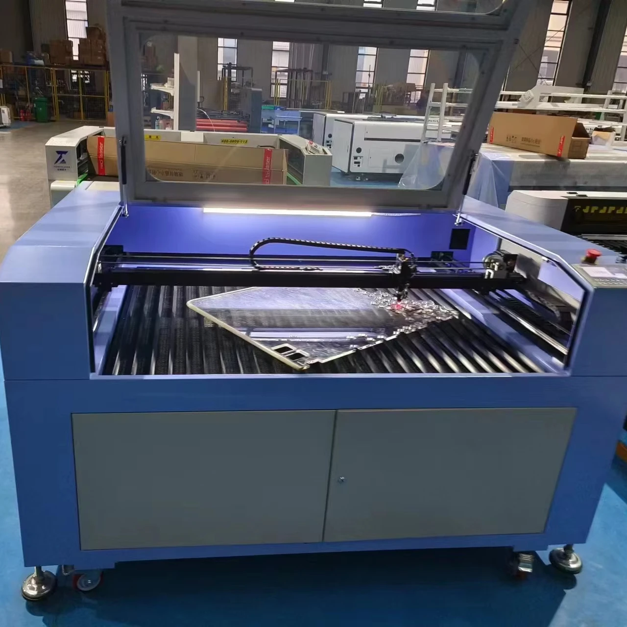 1390 Machine Tool-RECI W6 Tube-Single Head-CW5200 Chiller-Honeycomb Panel-Blade-lifting Arm-Ruida6445-Air Pump-fan