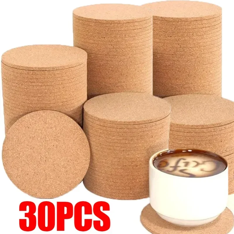 Posavasos de corcho antideslizante, tapete para tazas de madera Natural redondo, almohadillas de aislamiento térmico, soporte para bebidas,