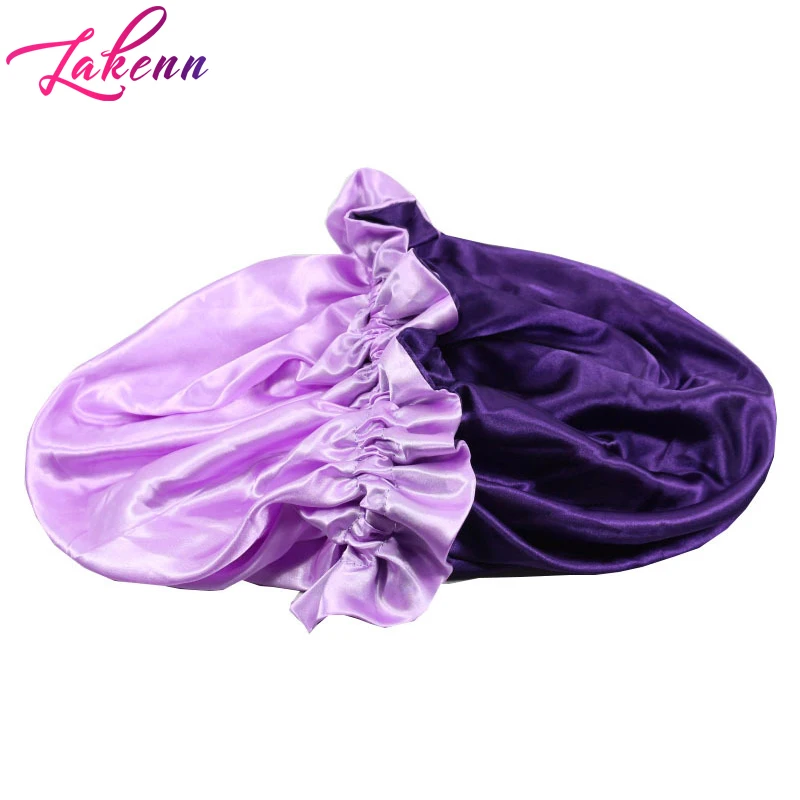 Bonnet de cetim sedoso para mulheres, envoltório de cabelo para dormir, cabelos encaracolados, camadas duplas, 6 cores, 5PCs