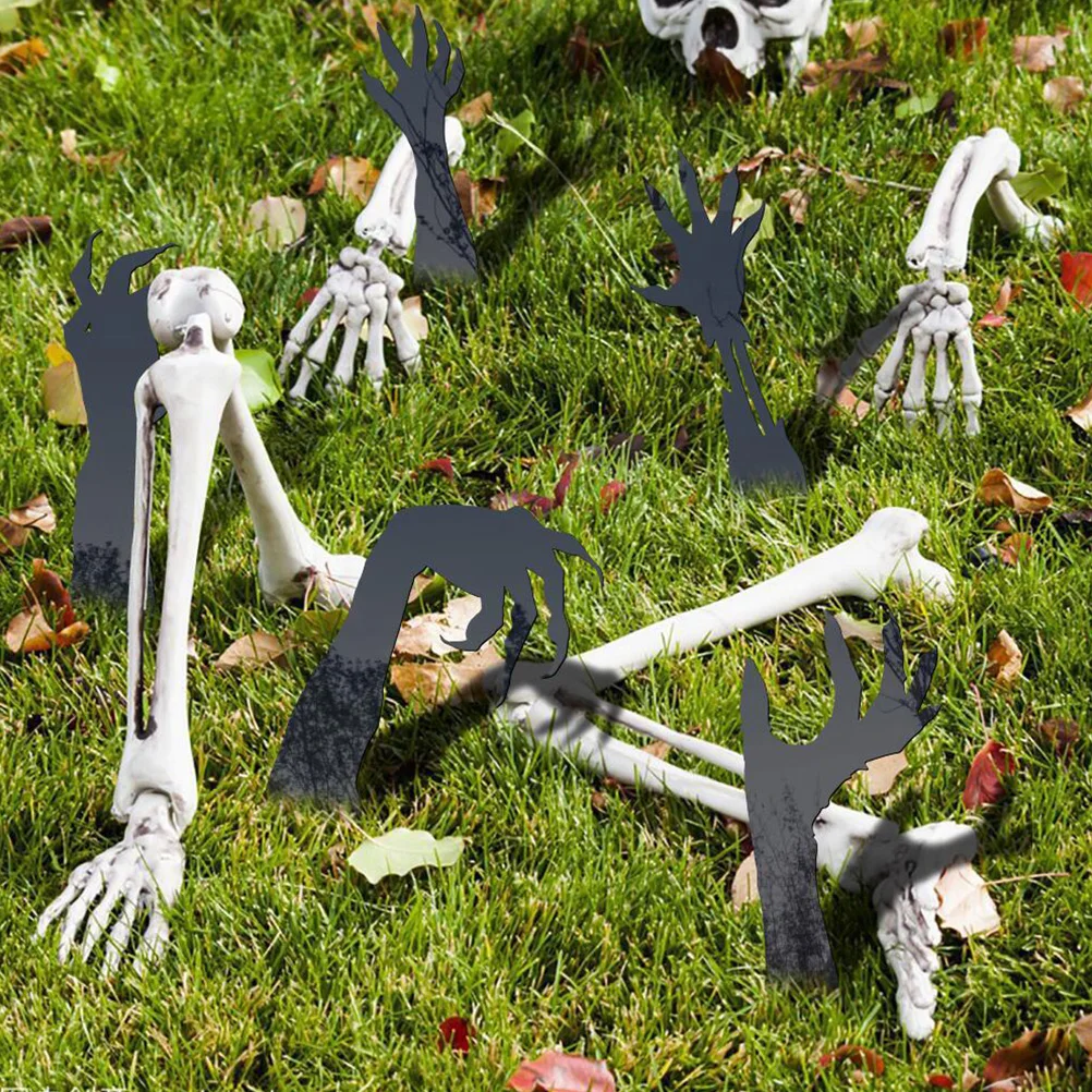 

5pcs Ghost Hand Garden Stakes Halloween Lawn Decorations Scary Outdoor Yard Inserts Waterproof Ghost Hands Stakes For Halloween