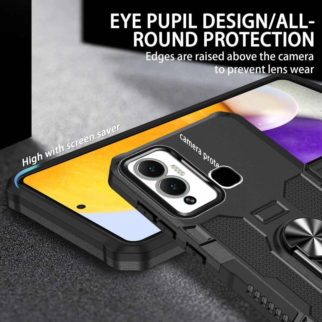 For Infinix Hot 12 Play Case Luxury Armor Shockproof Phone Case For Infinix Hot 9 10 11 Play 12i Magnetic Ring Holder Back Cover - view 4