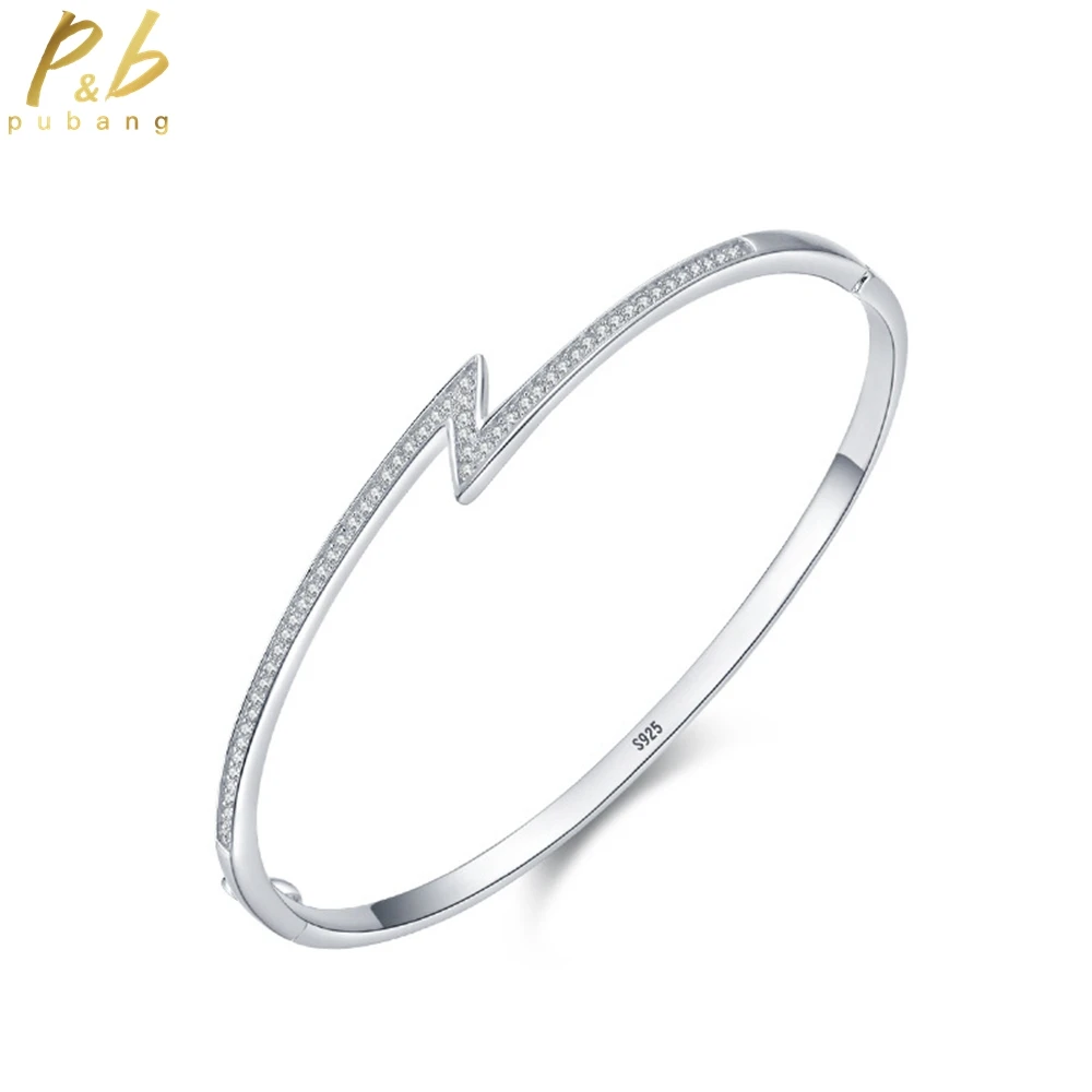 

PuBang Fine Jewelry 100% 925 Sterling Silver High Carbon Diamond Classic Simple Bracelet for Women Engagement Gift Free Shipping