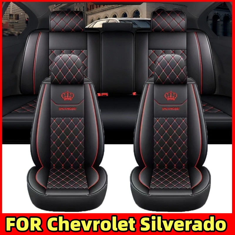 

Чехол на автомобильное сиденье, водонепроницаемый, износостойкий, из искусственной кожи, удобный чехол на сиденье с вышивкой в виде короны, чехол на сиденье для Chevrolet Silverado