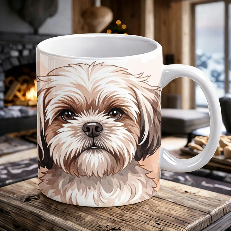 

Realistic Shih Tzu Portrait Ceramic Mug with Handle, Creative Coffee Mug, Milk Cup, Office Tea Cup, Drinking Cup, Fade-Resistant