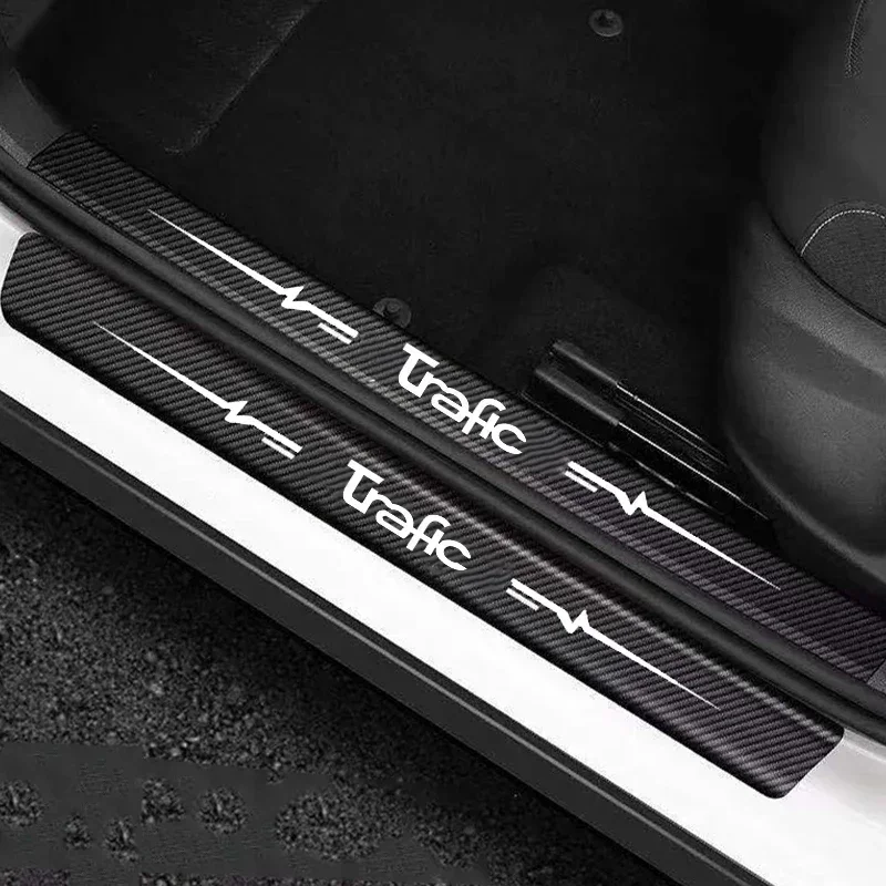 Car Door Threshold Anti Kick Sticker Trunk Sill Scuff Plate Bumper Decals for Renault Trafic Logo Protective Film Accessories
