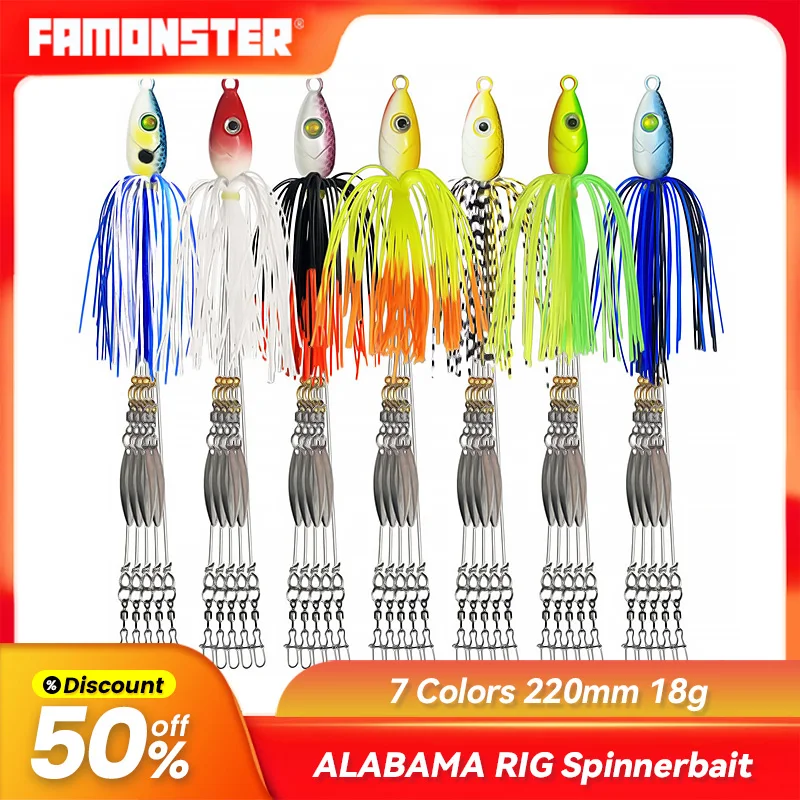 FAMONSTER Fishing Lure Alabama Rig Spinner Umbrella Jigging Swimming Spoon Group Attack Soft Swimbait Bass Pike Winter Baits