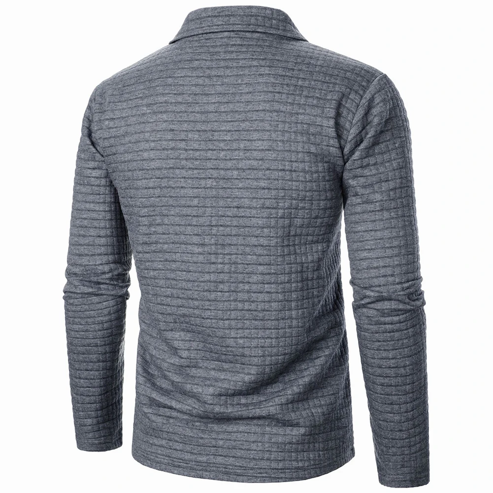 T-shirt da uomo con mezza cerniera, girocollo, base da lavoro, comoda maglietta in waffle