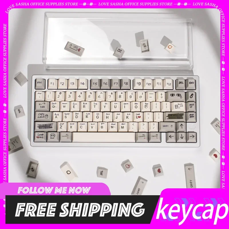 

Gliging Retro Love Story Keycap Cherry 143 Key Pbt Customized Shading Keycaps Accessories For Mechanical Gaming Keyboard