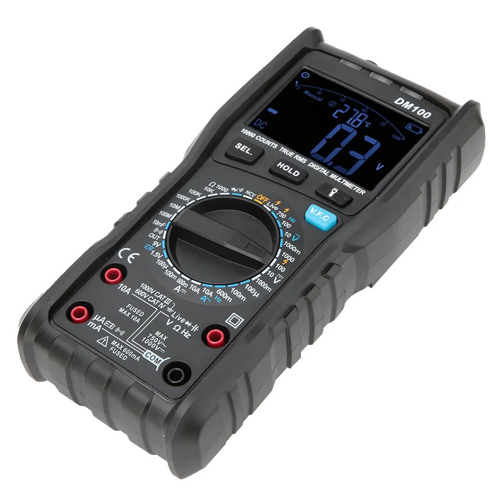 AC/ เครื่องทดสอบมัลติมิเตอร์ มัลติมิเตอร์ DM100 มัลติมิเตอร์แบบดิจิตอลความแม่นยำสูงอัจฉริยะ AC/เครื่องทดสอบความถี่แรงดันไฟฟ้า