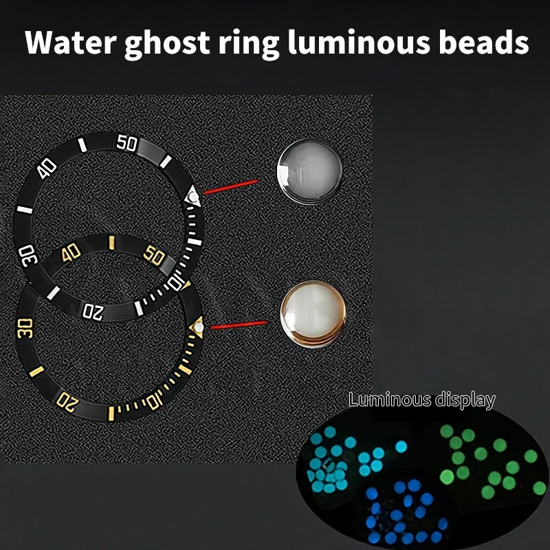 Weiße Perlen, blau, grün, leuchtender Pip-Uhrenlünetteneinsatz, 12-Uhr-Lume Pearl Dot Mod-Teile, Ersatz-Ersatzzubehör