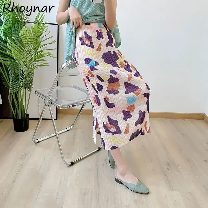 

Юбки с принтом, женские летние модные милые нежные юбки в стиле Мори для девочек, повседневная прямая элегантная уличная одежда с высокой талией, универсальная