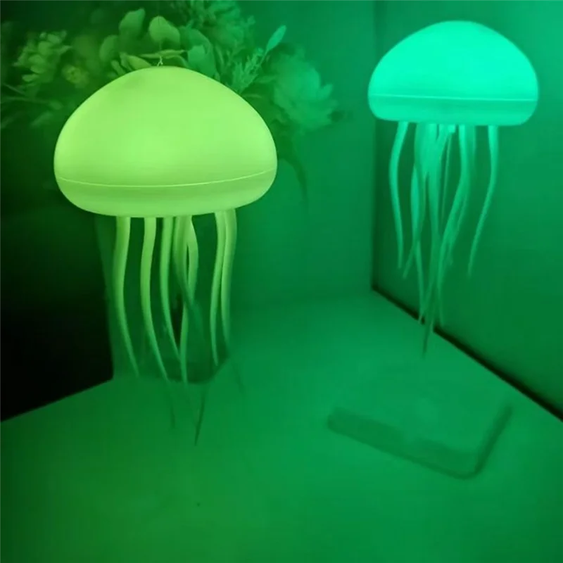 A02M-Cute Rotating Jellyfish LED Nihgt Night Light Hanging Bedside Lamp Gradient Voice Control RGB Table Lamps Room Decor